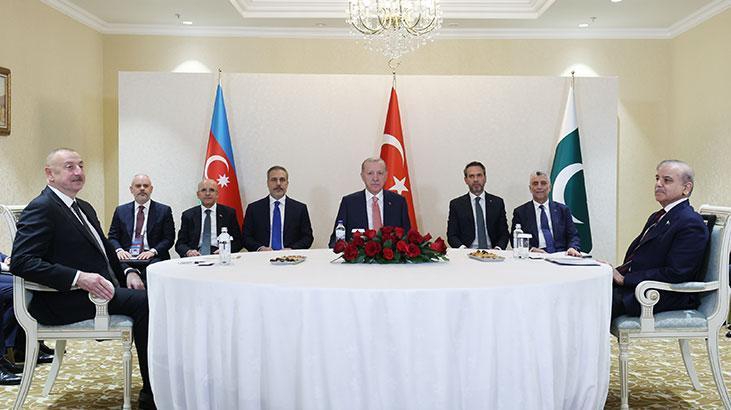 Cumhurbaşkanı Erdoğan, Aliyev ve Şerif ile üçlü toplantı yaptı! İşte ele alınan konular…