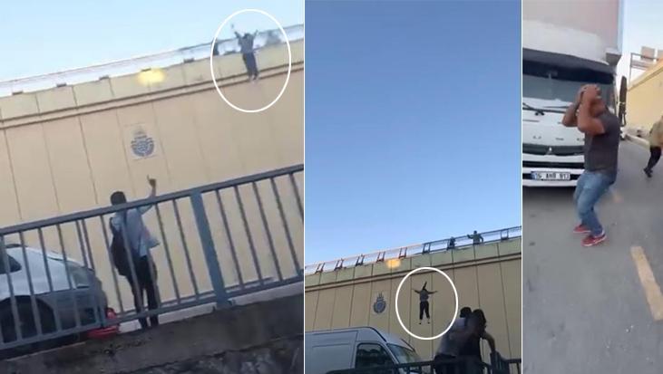 E-5’te çığlık çığlığa! Dehşet anları: Genç kız koşarak aşağıya atladı