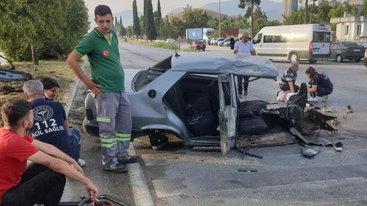 Freni patlayan otomobil paramparça oldu! Yaralılar var