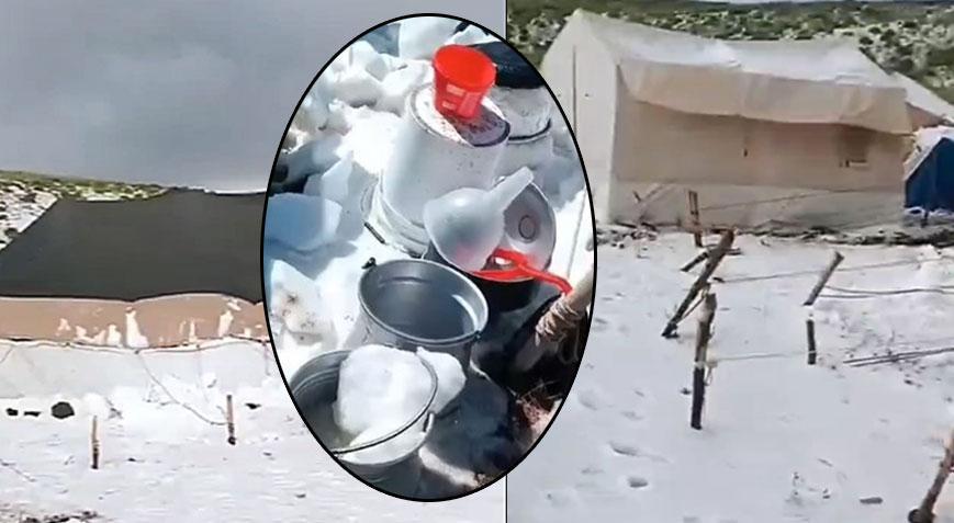 Karlıova’yı dolu vurdu! Her yer beyaza büründü