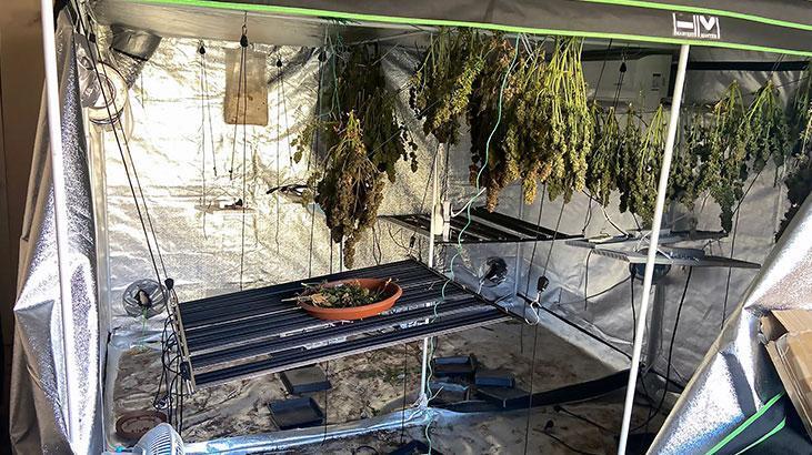 Yangın ihbarına giden ekipler uyuşturucu serası buldu