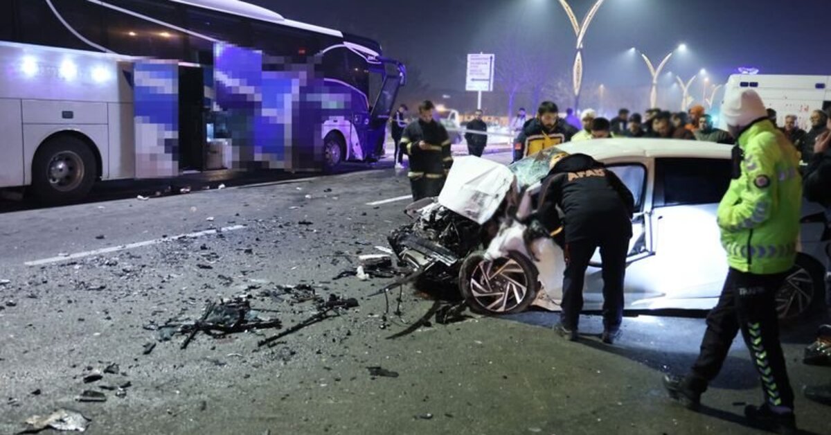 Aksaray'da yolcu otobüsü ile otomobil çarpıştı: 1 ölü, 1 yaralı