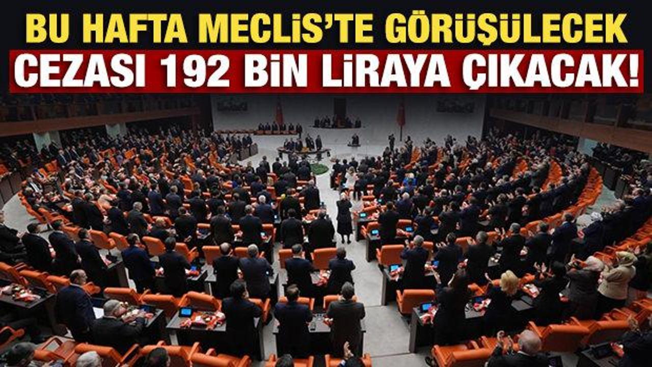 Bu hafta Meclis’te görüşülecek: Cezası 192 bin liraya çıkacak!