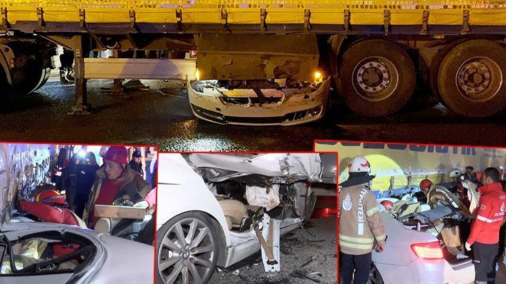 Esenyurt’ta can pazarı! Otomobil TIR’ın altına girdi