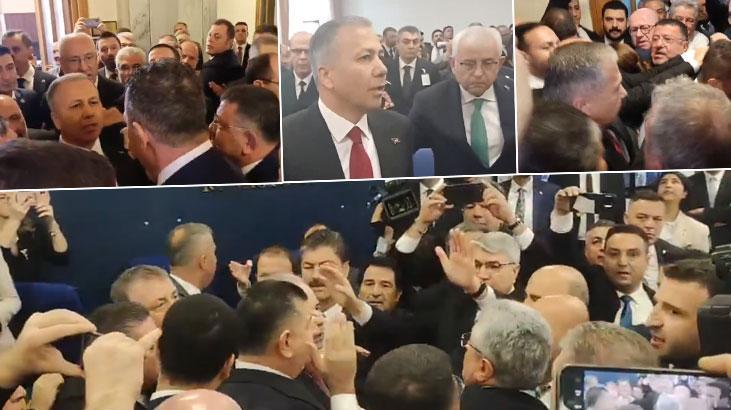 İçişleri bütçe görüşmesinde kayyum gerilimi! CHP’li vekiller Bakan Yerlikaya’nın girişini engellemek istedi