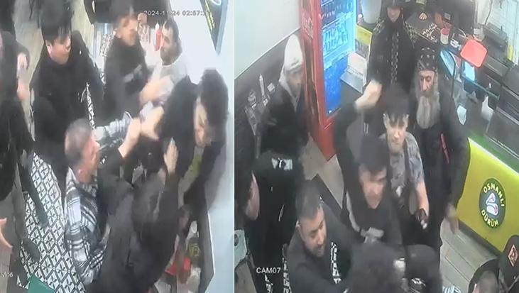 Yer: Taksim! Kokoreççide dehşet… Sevgilisini darbeden kişiye garsonlar dövdü