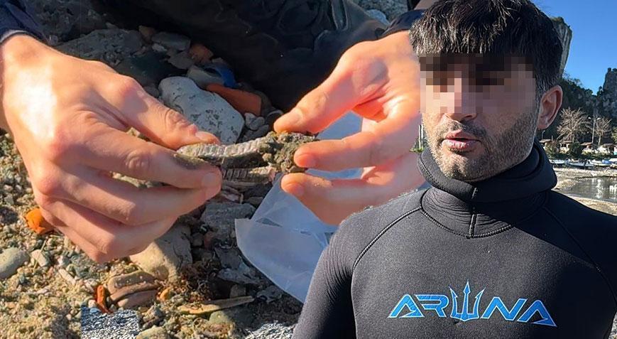 2 gün üst üste yakalandı! Denizde altın arayan şüpheli, gözaltına alındı