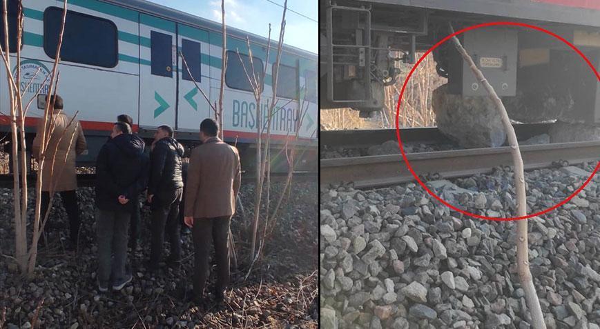Ankara’da yolcu treni, raylara düşen kayaya çarptı!