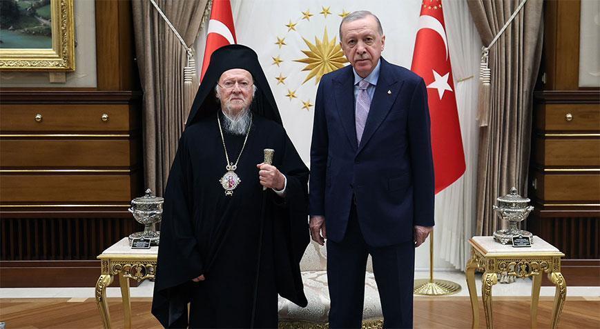 Cumhurbaşkanı Erdoğan, Fener Rum Patriği’ni kabul etti