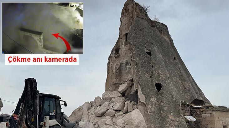 Kapadokya’da peribacası çöktü!