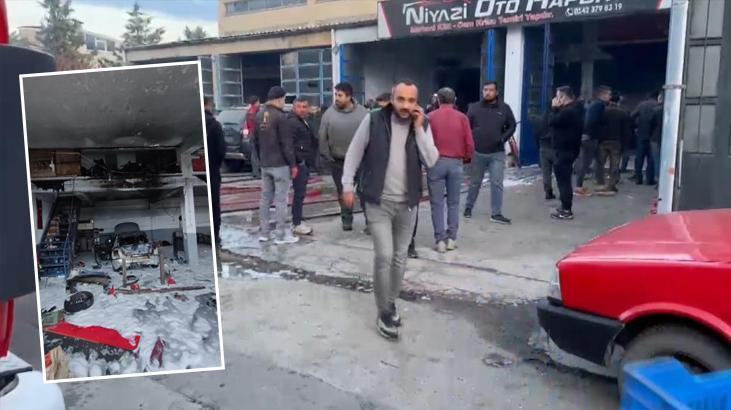 Tamircideki LPG’li araç bomba gibi patladı! Ortalık savaş alanına döndü