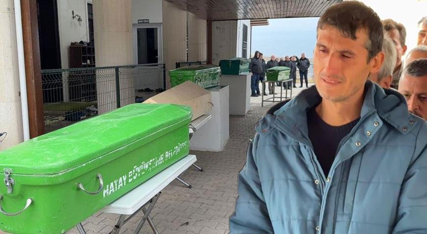Yürek yakan görüntü! 3 evladına ve eşine en acı veda