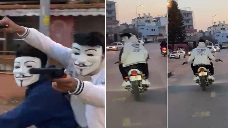 Antalya’da Anonymous maskeli motosikletliler korku saçtı! İki kişi yakalandı