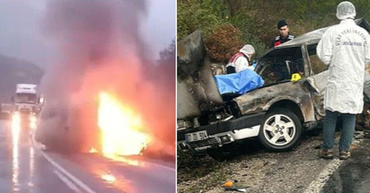 Ölü ve yaralılar var! Yanan otomobilden çıkamadı | SON DAKİKA HABERLER | Son dakika haberleri