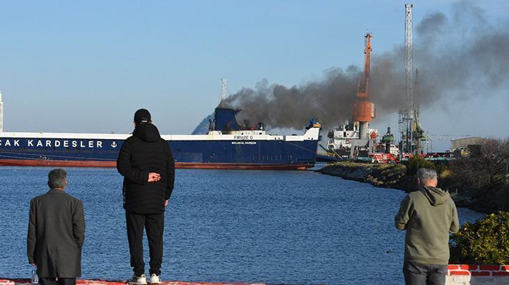 Samsun Limanı’nda bulunan bir gemide yangın çıktı