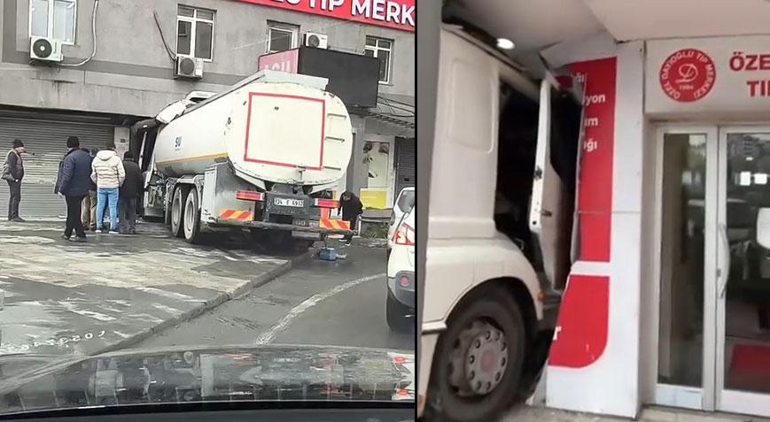 Başakşehir’de faciadan dönüldü! Su tankeri tıp merkezine girdi