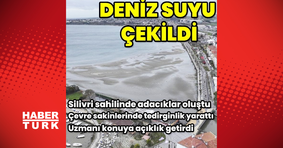 Silivri'de deniz suyunun çekilmesiyle sahilde adacıklar oluştu