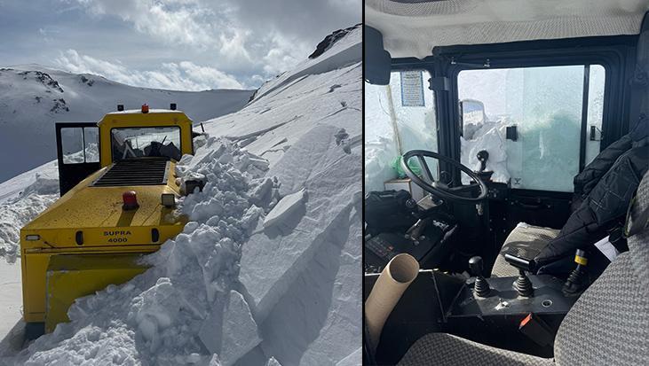 Van’da çığ! İş makinası kar altında kaldı