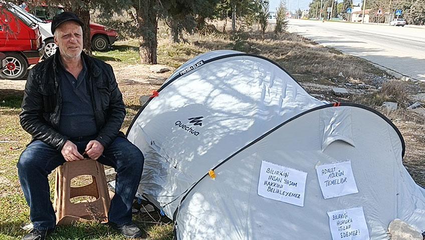Adliye önünde kira kararına çadırlı protesto! ‘Ödeyemem, açlık grevine başlıyorum’