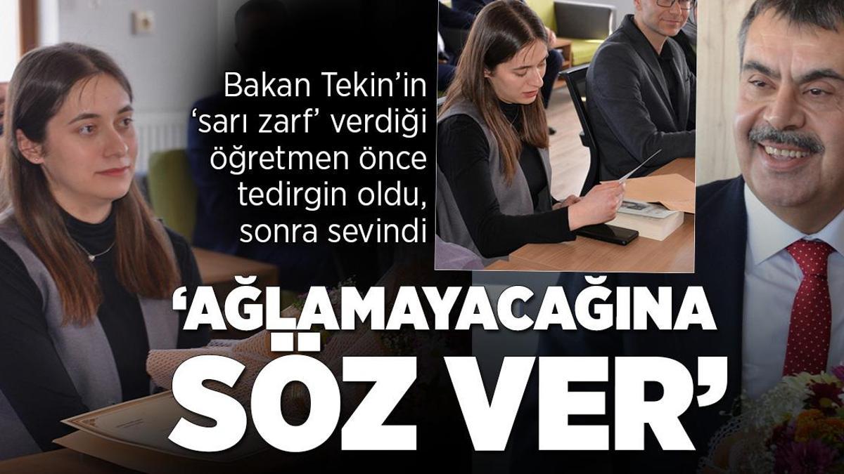 Bakan Tekin’in okul ziyaretinde ‘sarı zarf’ verdiği öğretmen önce tedirgin oldu, sonra sevindi
