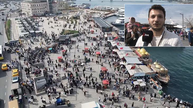 Bayramın ilk günü Eminönü’nde insan seli: Marmaray, vapurlar dolu geçiyor