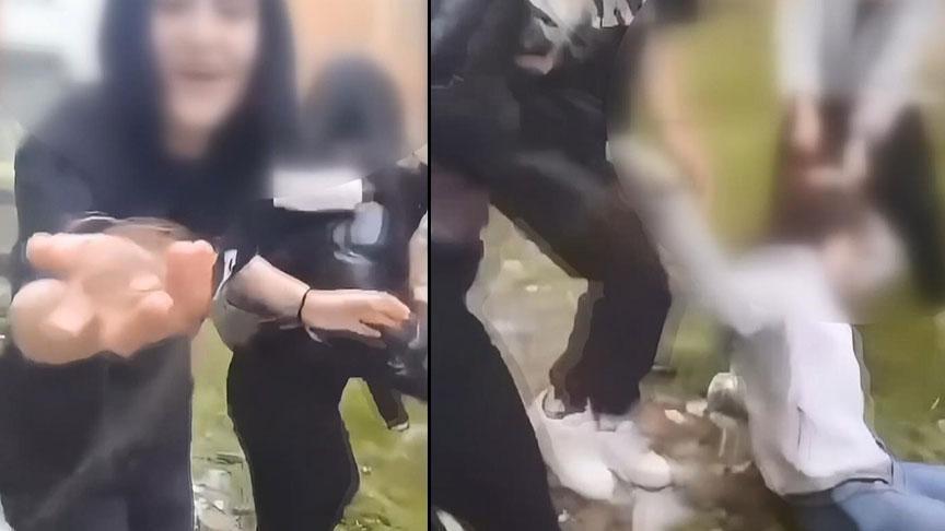 Kan donduran görüntü! Küçük kızın saçı koparıldı, yerde tekmelendi