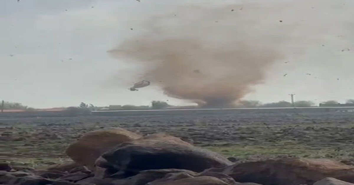 Mardin'in Derik ilçesinde oluşan hortum, cep telefonu kamerasıyla görüntülendi