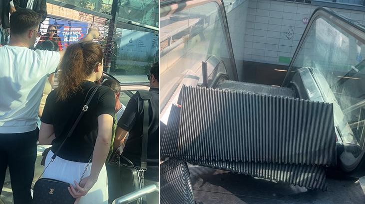 İstanbul’da metro istasyonunda yürüyen merdiven kırıldı! Vatandaşlar panik yaşadı