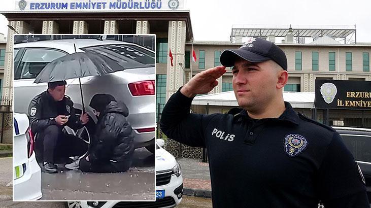 Yaralı öğrenciyi şemsiye ile yağmurdan korumaya çalışan polis o anları anlattı