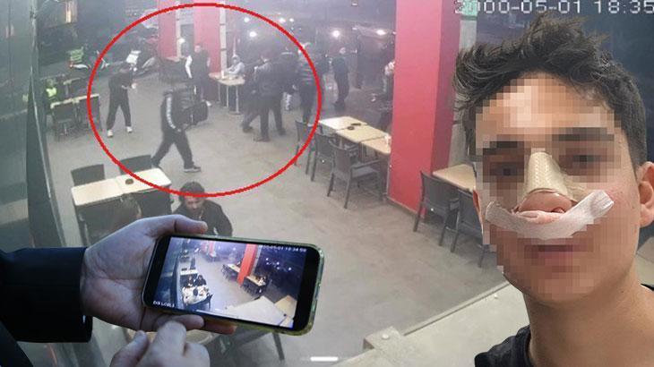 Akran zorbalığı kamerada! Hiç tanımadıkları gencin yanına gelip burnunu kırdılar