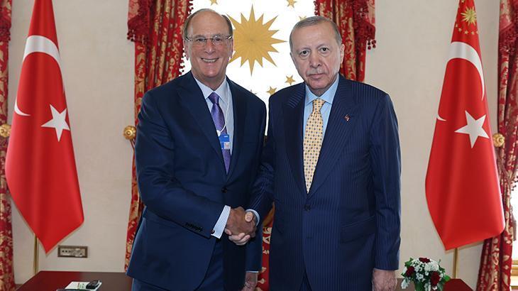 Cumhurbaşkanı Erdoğan, Dünya Ekonomik Forumu Başkanı Laurence D. Fink'i kabul etti