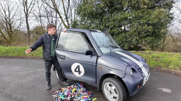 Tek kullanımlık piller ile elektrikli araba yaptı