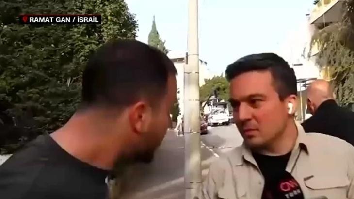 İsrail'de CNN Türk canlı yayınına müdahale! "Türk yazısını görünce geldi"