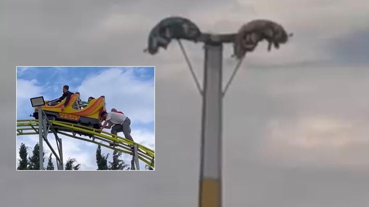 Lunaparkta korkunç kaza! Metrelerce yüksekte dakikalarca baş aşağı mahsur kaldılar