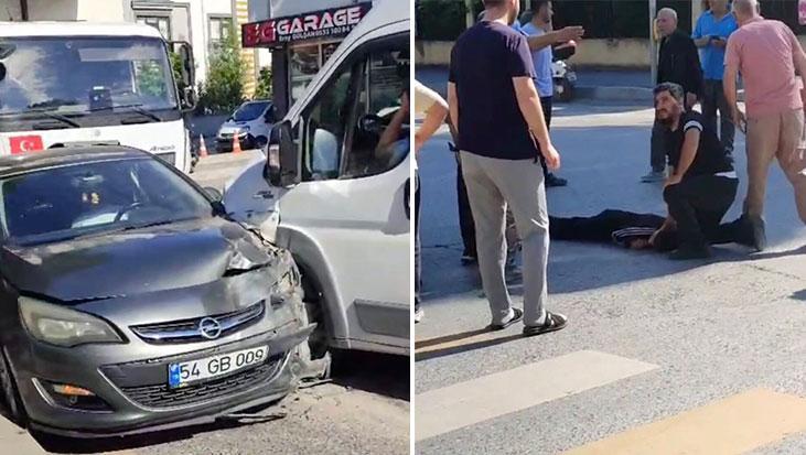 Sakarya'da okul servisi dehşet saçtı! Önce çocuğa sonra otomobile çarptı: 2 yaralı
